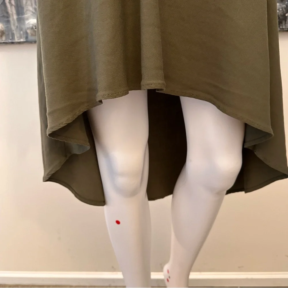 ⭐️ Guess XS Olive Rayon High-Low Shirt Dress *belt loops need repair - Picture 10 of 15